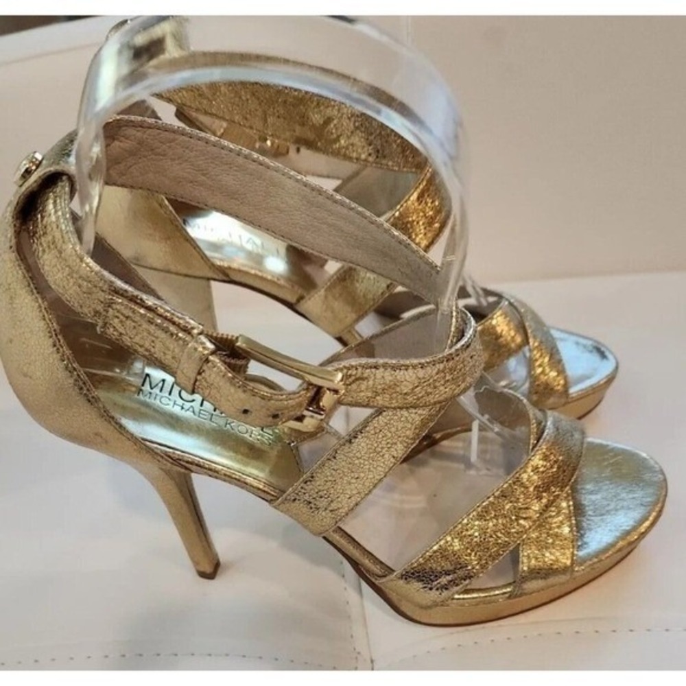 Michael Kors Gold Strappy Heels - Picture 2 of 9